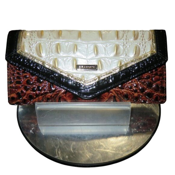Brahmin Veronica Contour Jeanmarie Croc Embossed Leather Envelope Flap Wallet - Picture 1 of 12